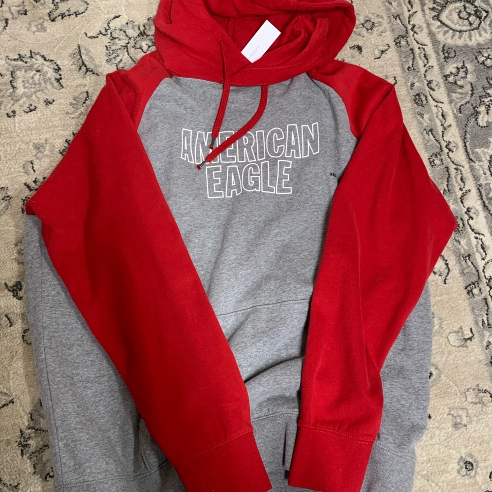 NWT XXL American Eagle Red and Grey Hoodie